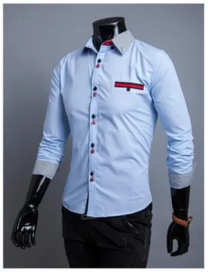 Men's Striped Collar 2 Button Fashion Dress Shirt