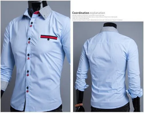 Men's Striped Collar 2 Button Fashion Dress Shirt