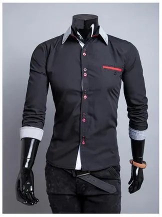 Men's Striped Collar 2 Button Fashion Dress Shirt