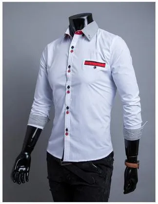 Men's Striped Collar 2 Button Fashion Dress Shirt