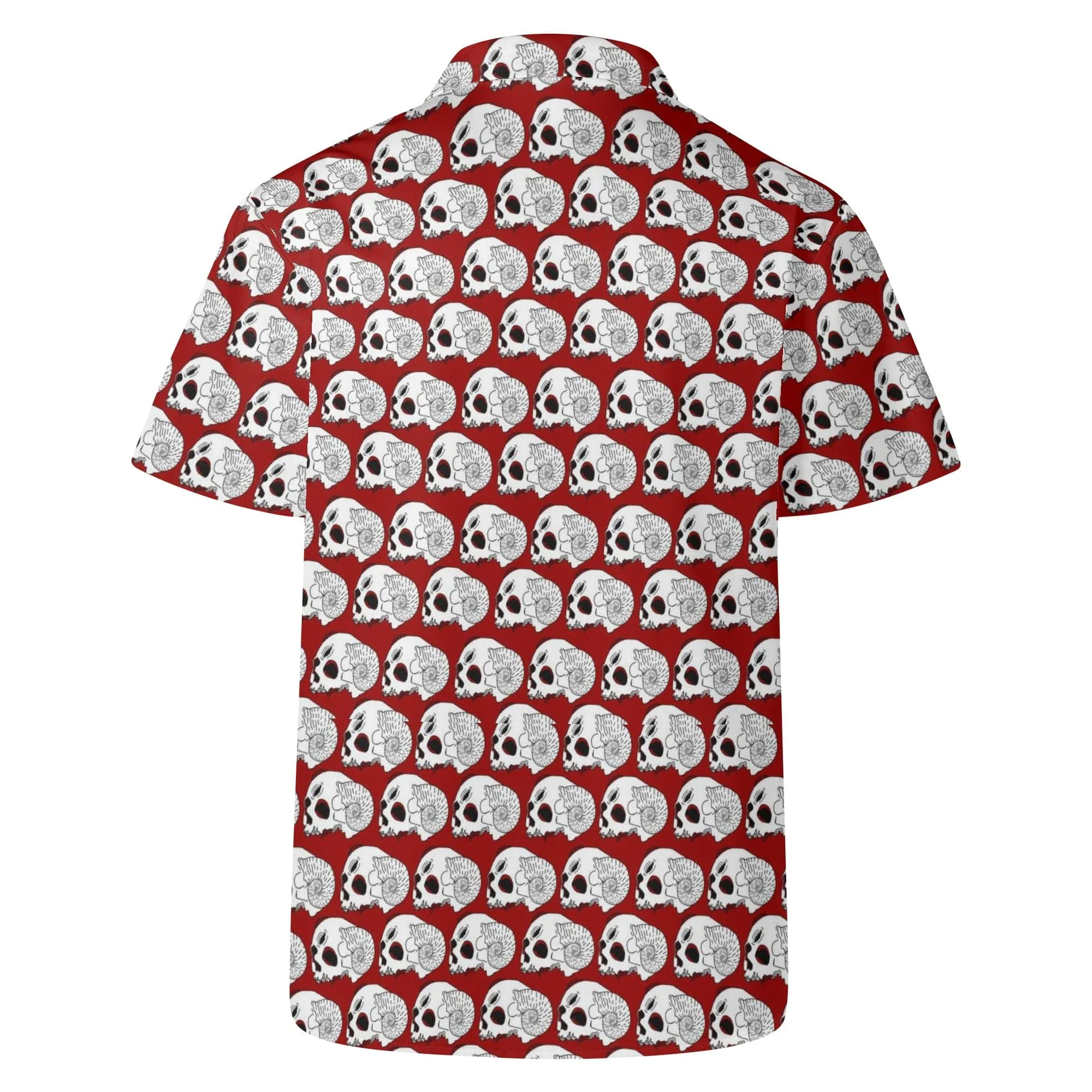 Men's White Skulls Red Hawaiian Casual Shirt