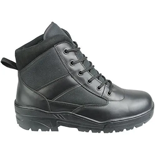 Mid Black Leather Patrol Boots