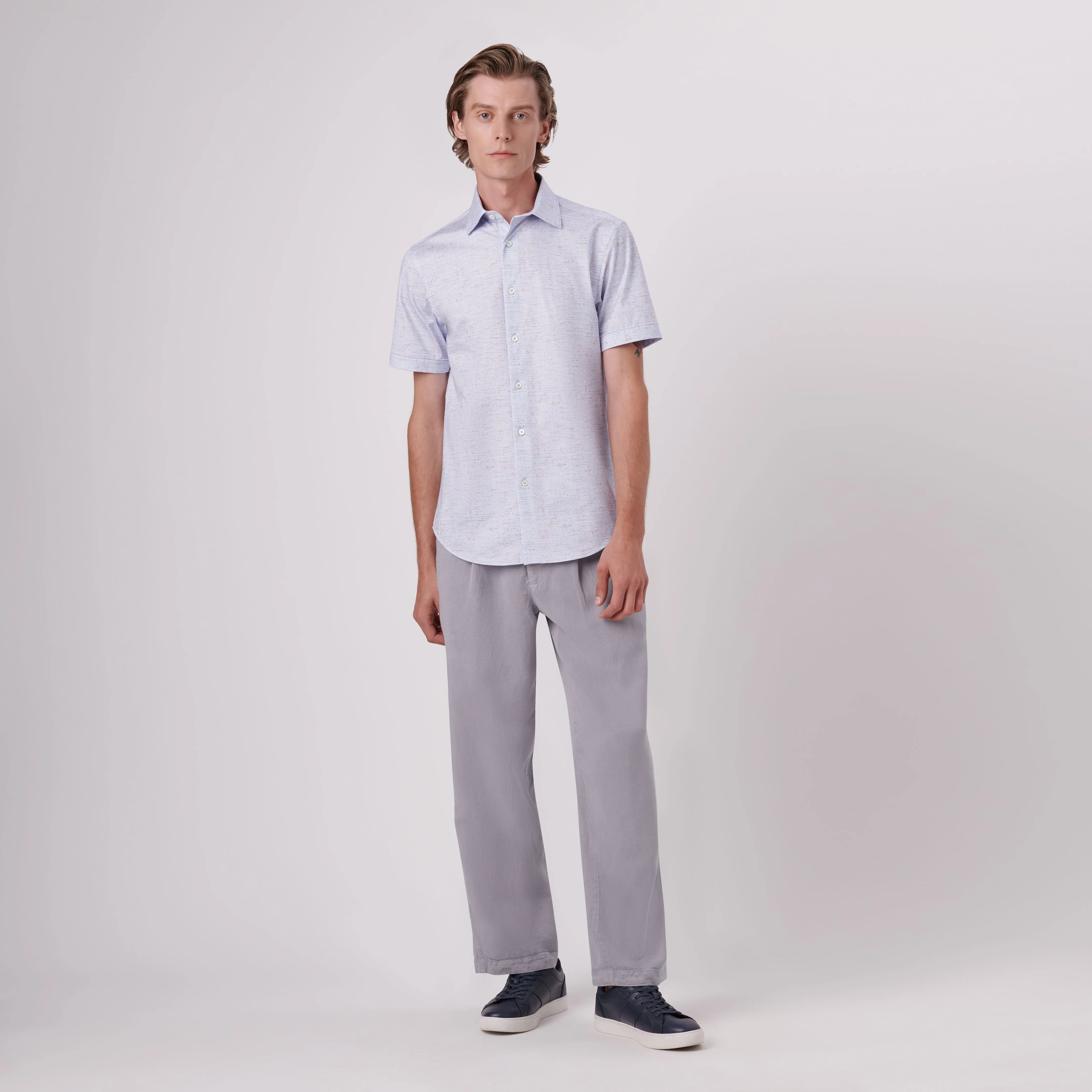 Miles Marled Print OoohCotton Short Sleeve Shirt