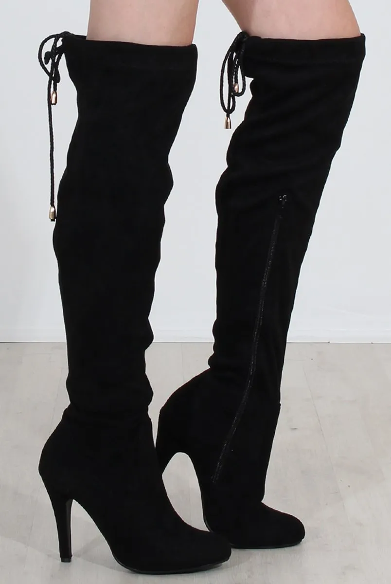 Milo Black Suede Over The Knee Boots