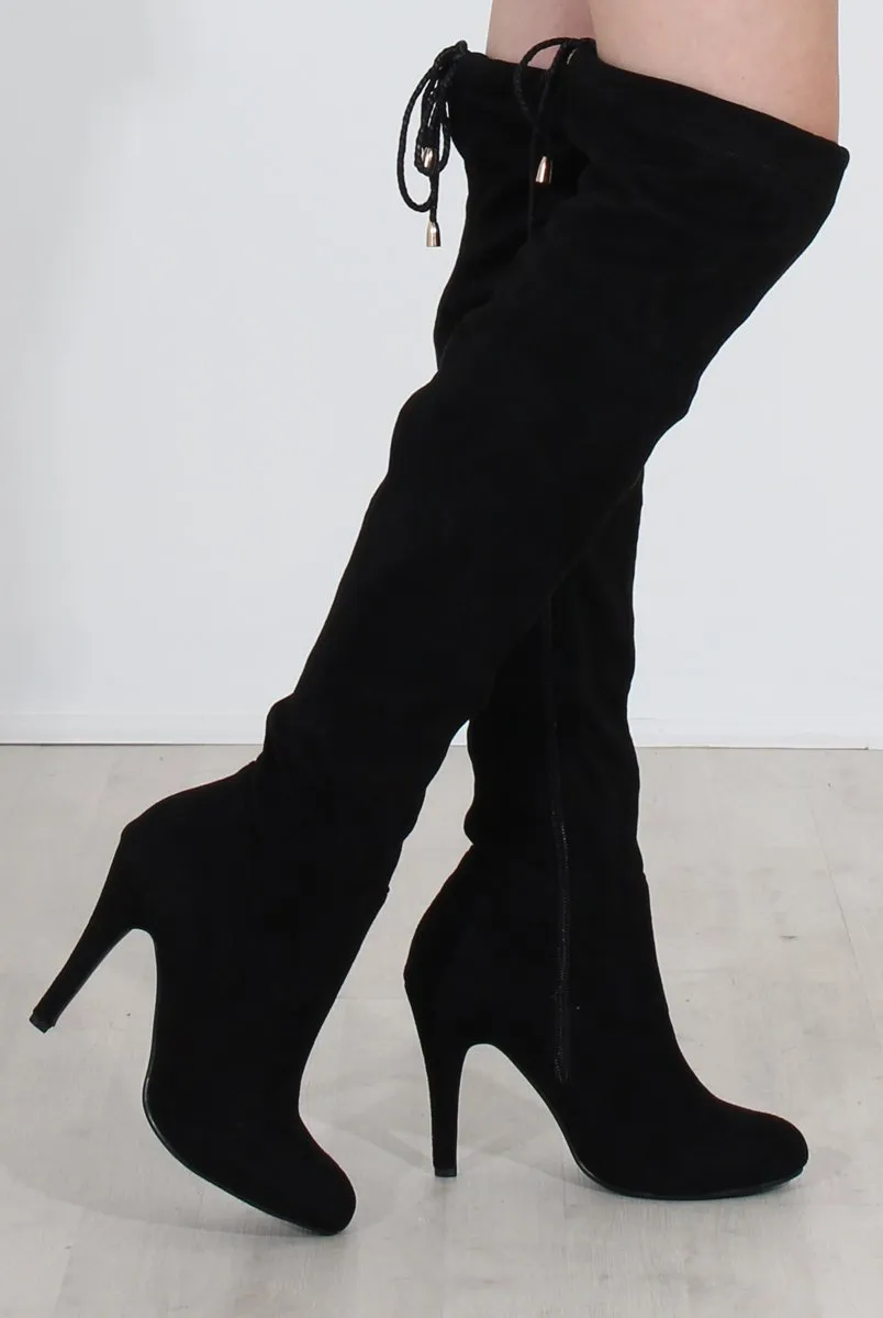 Milo Black Suede Over The Knee Boots