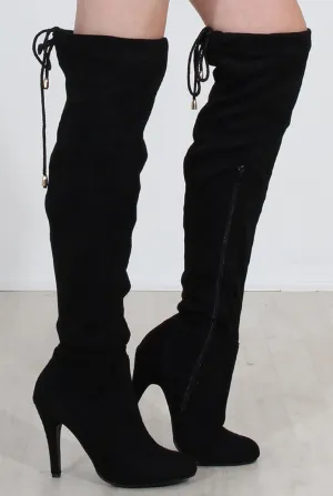 Milo Black Suede Over The Knee Boots