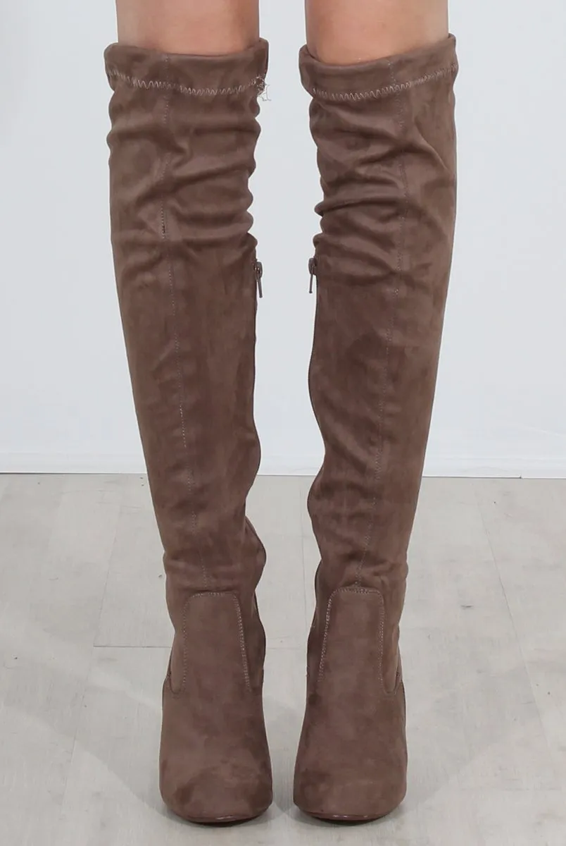 Milo Tan Suede Over The Knee Boots