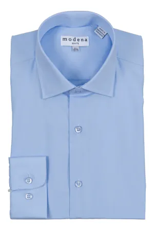 Modena - Powder Blue - Solid - Cotton Blend - Dress Shirt - Slim Fit