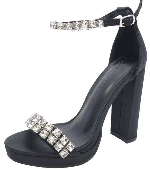 MORRIN-62 Black Chunky Rhinestone Jewel Vamp