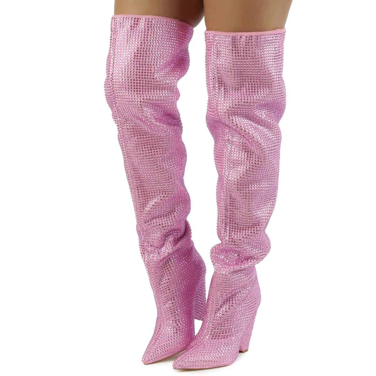 Nano-1 Rhinestone High Heel Boots