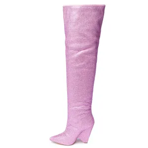 Nano-1 Rhinestone High Heel Boots