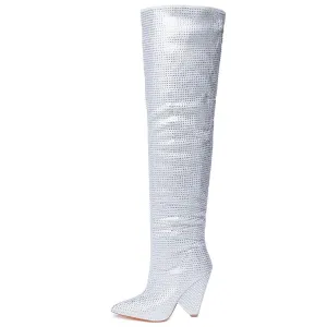 Nano-1 Rhinestone High Heel Boots