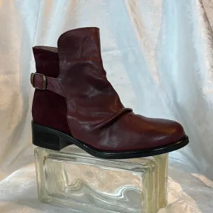 NASSIMA MONS BORDO LEATHER AND SUEDE