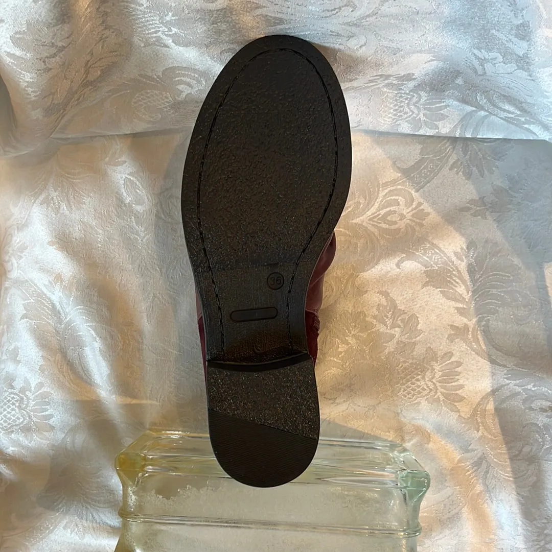NASSIMA MONS BORDO LEATHER AND SUEDE