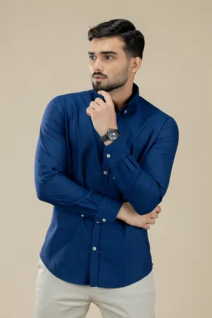 Navy Blue Washed Oxford Long Sleeve Shirt
