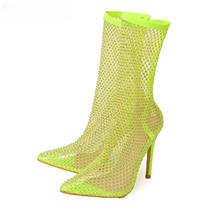 Nayeli Rhinestone Mesh Over The Knee Glove Boots