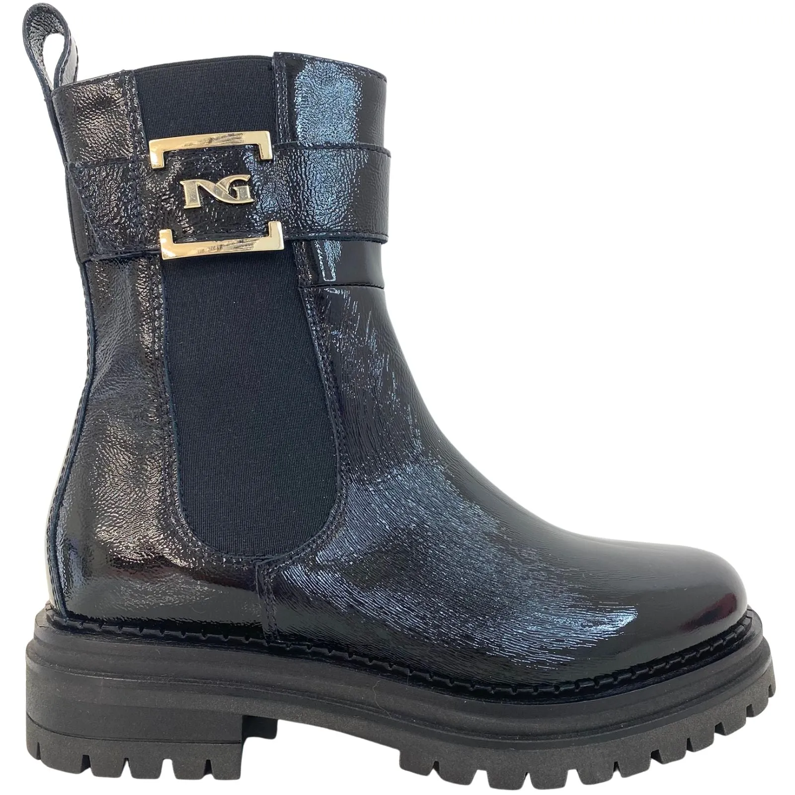 NeroGiardini Black Leather Gold Logo Boots