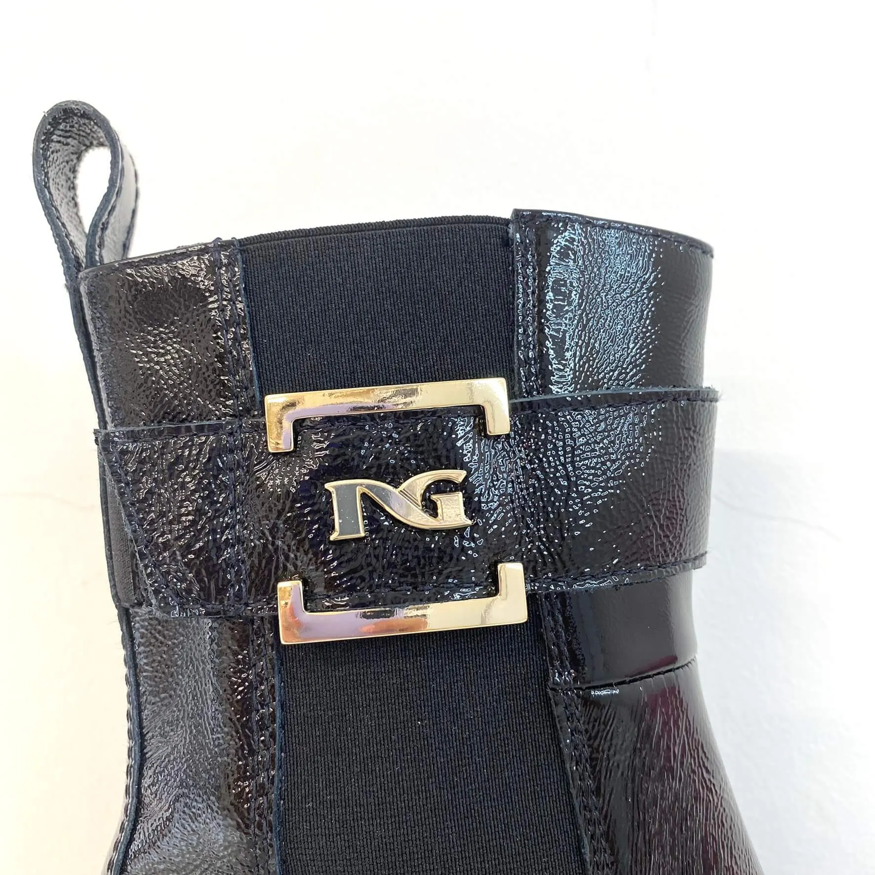 NeroGiardini Black Leather Gold Logo Boots