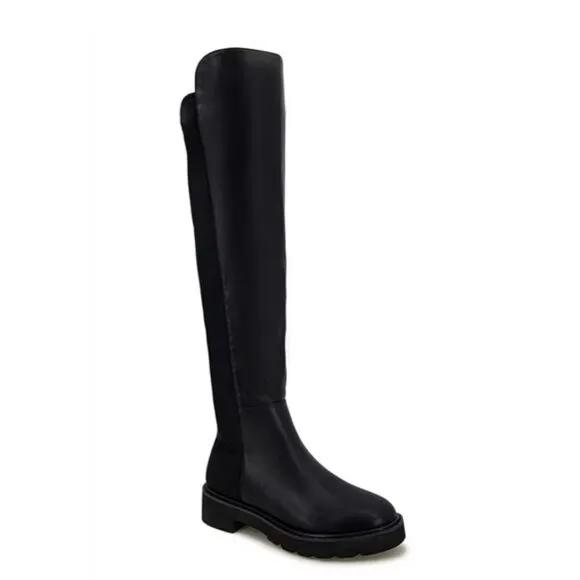 New KENSIE Black Welles Mixed Media tall Boots Over the Knee 6.5