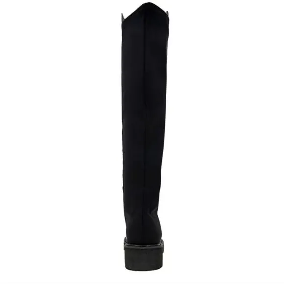 New KENSIE Black Welles Mixed Media tall Boots Over the Knee 6.5
