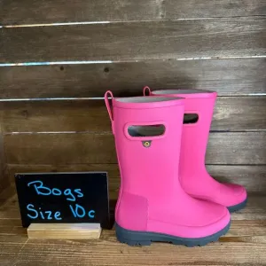 New Little Kids Childrens‎ Bogs Holly Jr Tall Pink Rubber Rain Boots Size 10 C