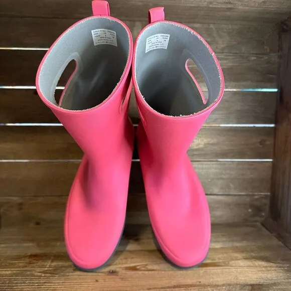 New NWOB Big‎ Kids Childrens Bogs Holly Jr Tall Pink Rubber Rain Boots Size 6 Y