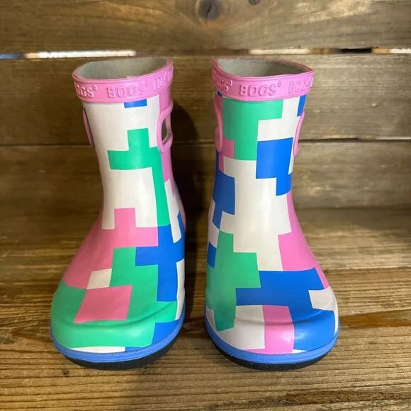 New NWOB Little‎ Kids Bogs Skipper II Abstract Rain Waterproof Boots Size 7 C