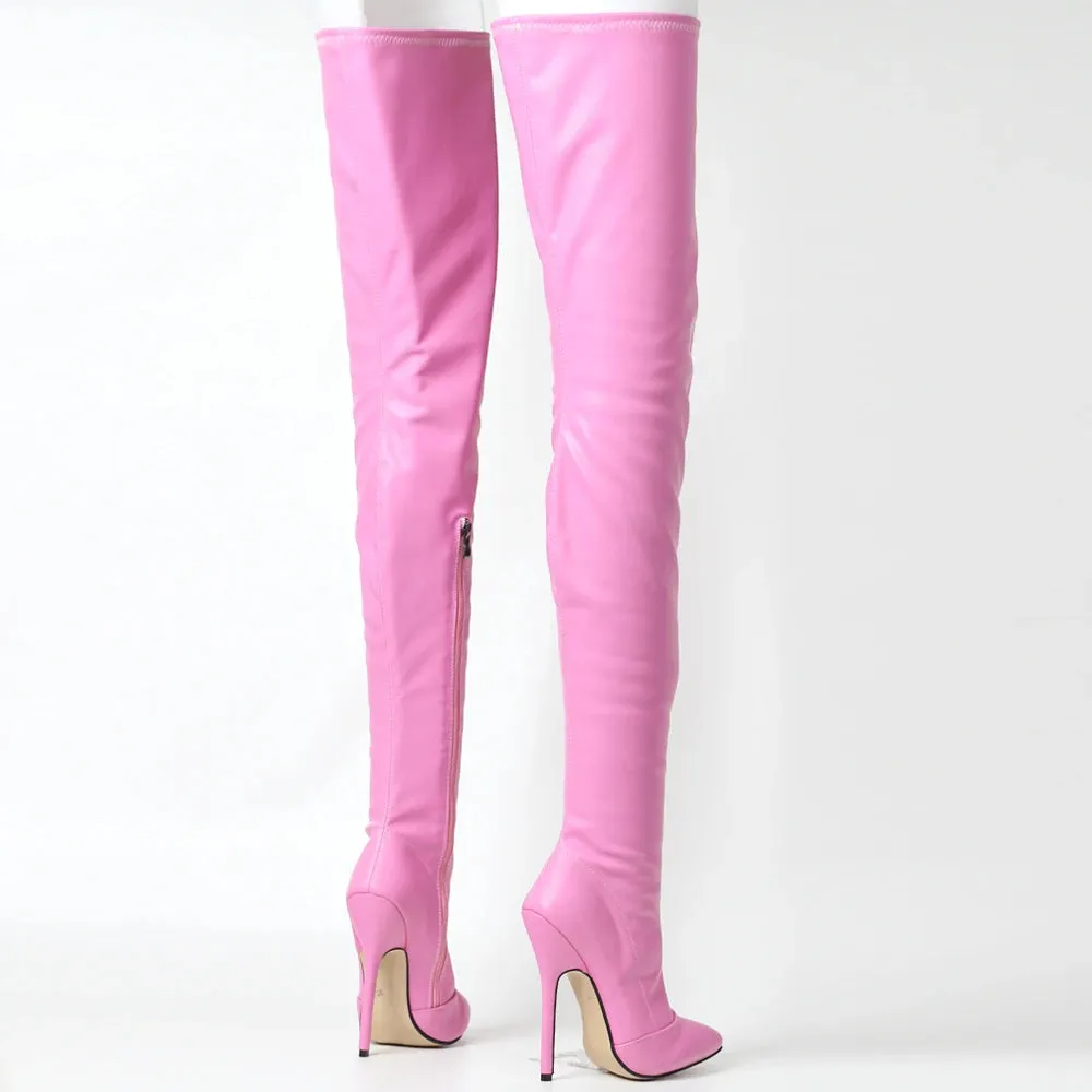 New Over-The-Knee Boots 14CM High Heel Pointed-toe Side-Zip Sexy Thigh Long Boots