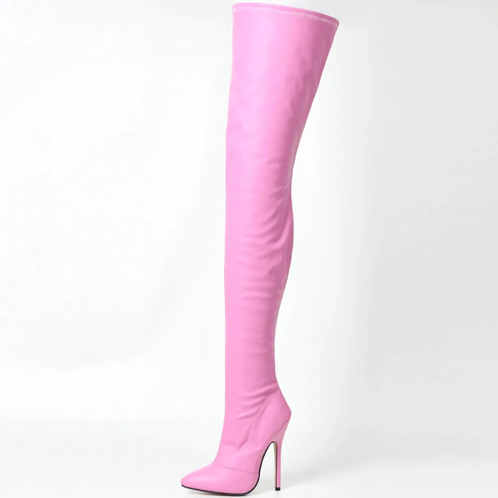 New Over-The-Knee Boots 14CM High Heel Pointed-toe Side-Zip Sexy Thigh Long Boots