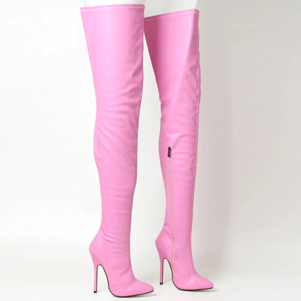 New Over-The-Knee Boots 14CM High Heel Pointed-toe Side-Zip Sexy Thigh Long Boots