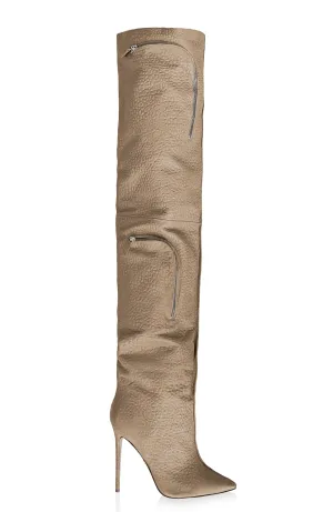NICO WALNUT LEATHER CARGO BOOTS