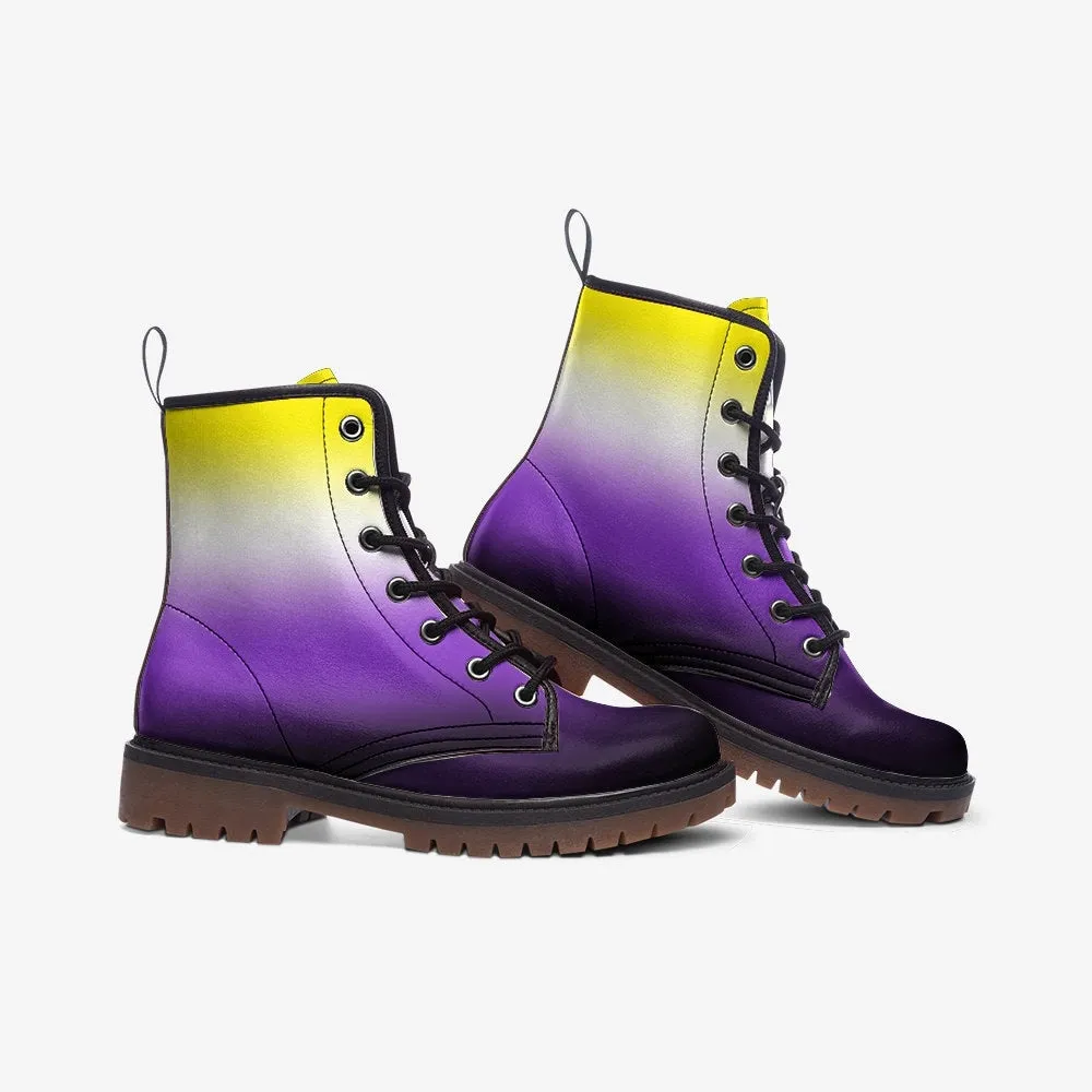 Non Binary Flag LGBTQ  Vegan Leather Unisex Boots