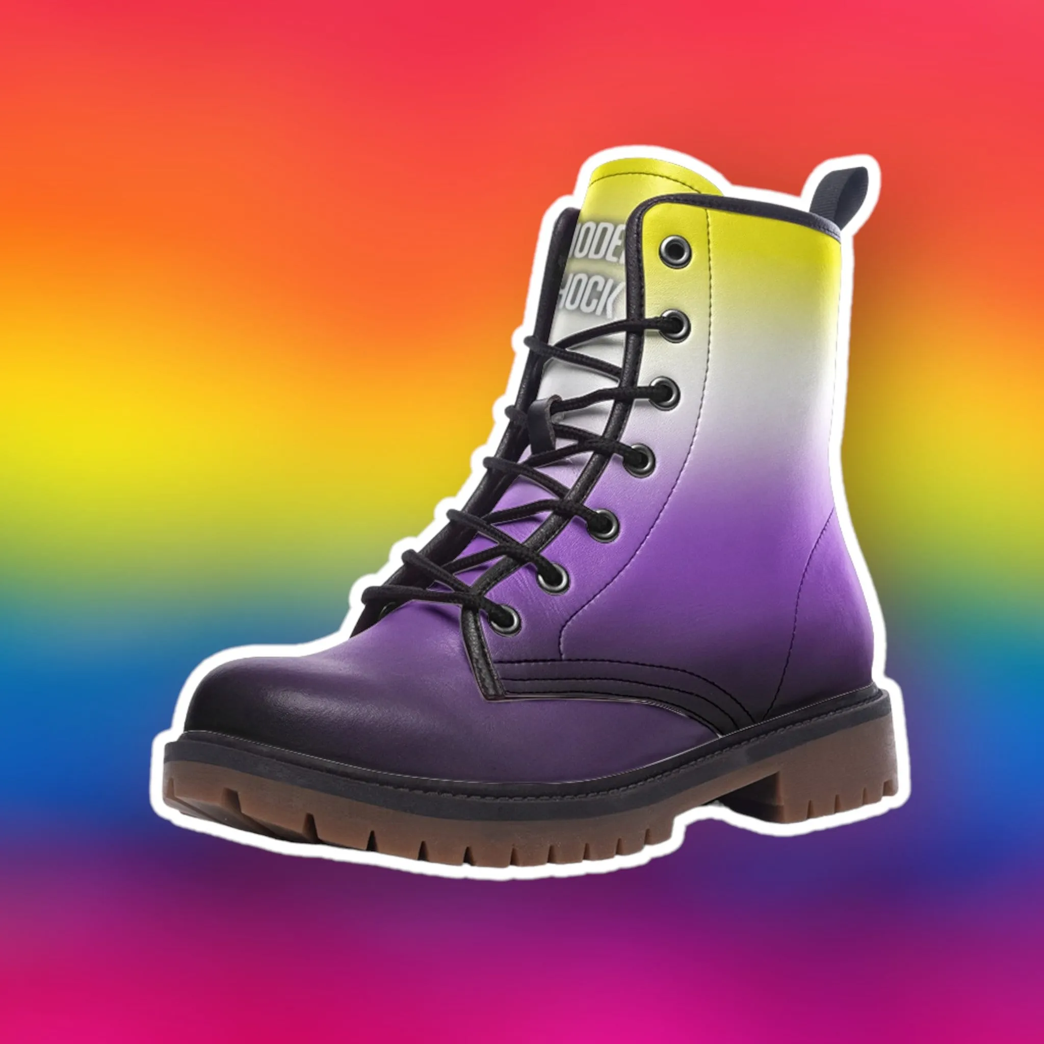 Non Binary Flag LGBTQ  Vegan Leather Unisex Boots