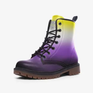 Non Binary Flag LGBTQ  Vegan Leather Unisex Boots