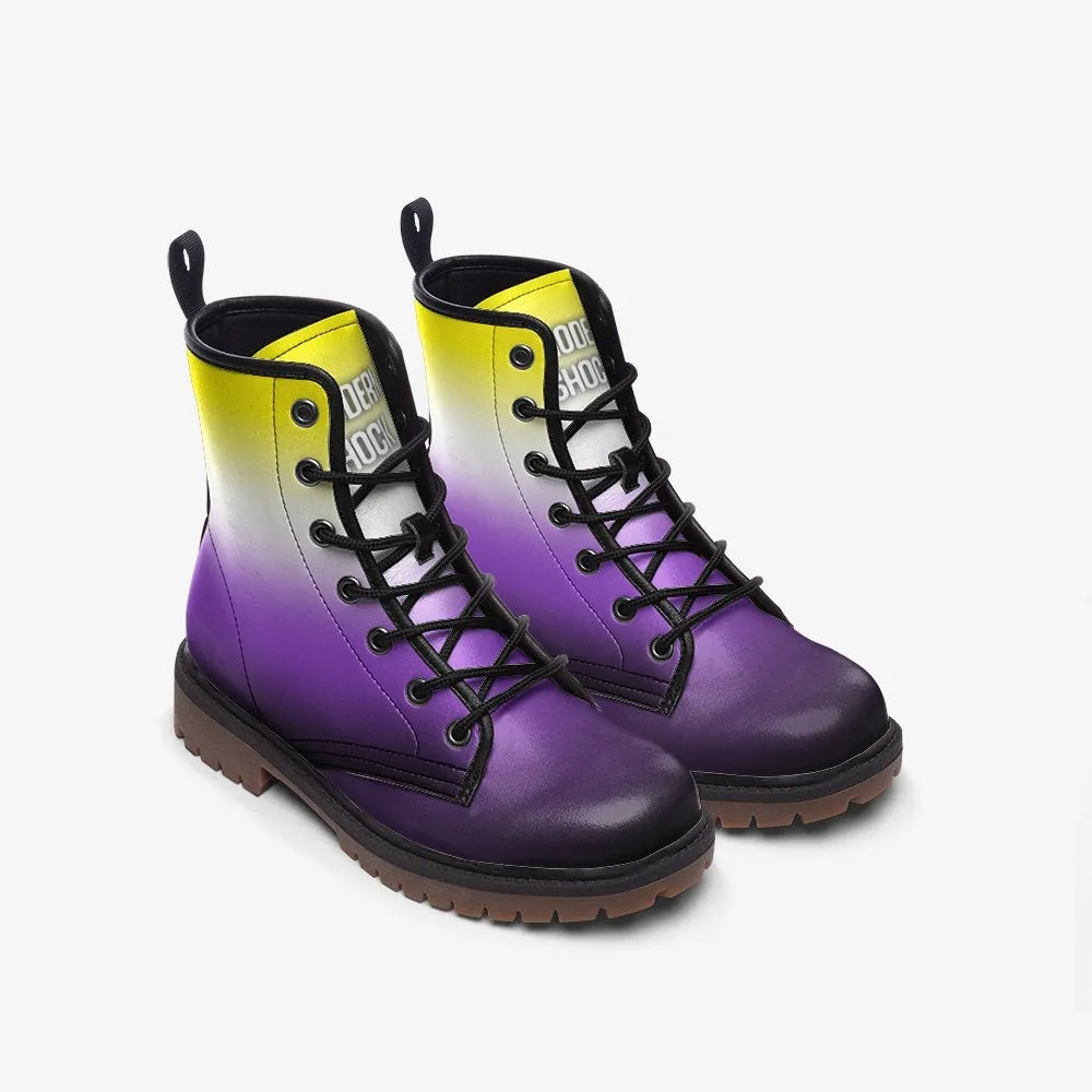 Non Binary Flag LGBTQ  Vegan Leather Unisex Boots