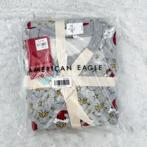 NWT- AMERICAN EAGLE Woman’s Fleece Grinch Crewneck Jogger Pj Set