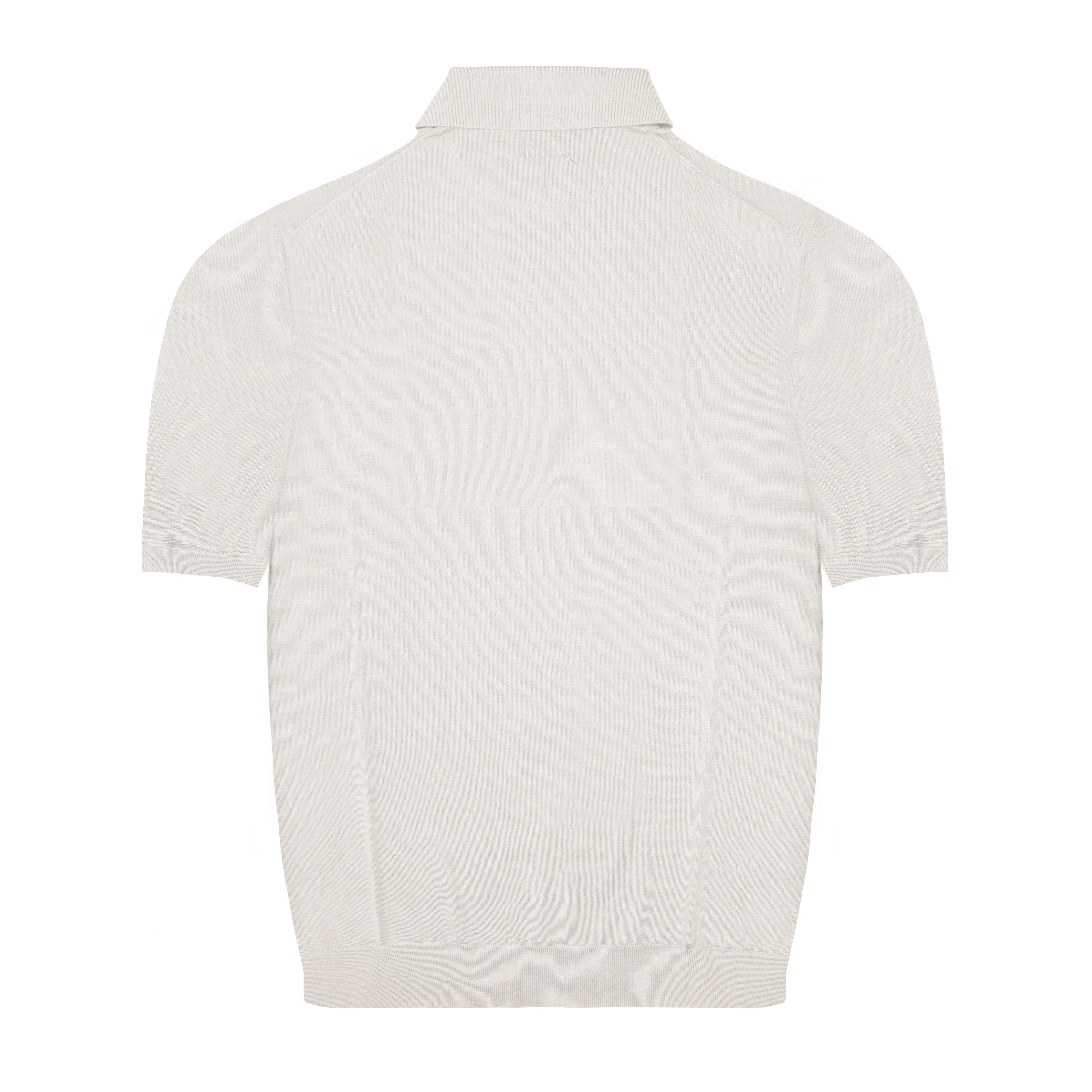 Off-White Short Sleeve Pure Silk Polo Shirt
