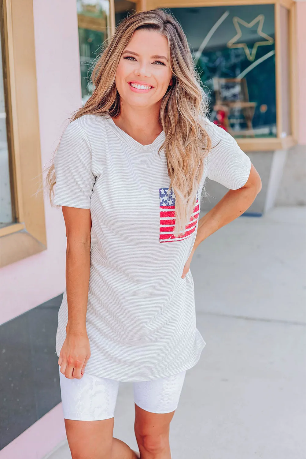 Only In America Pocket Striped T-shirt