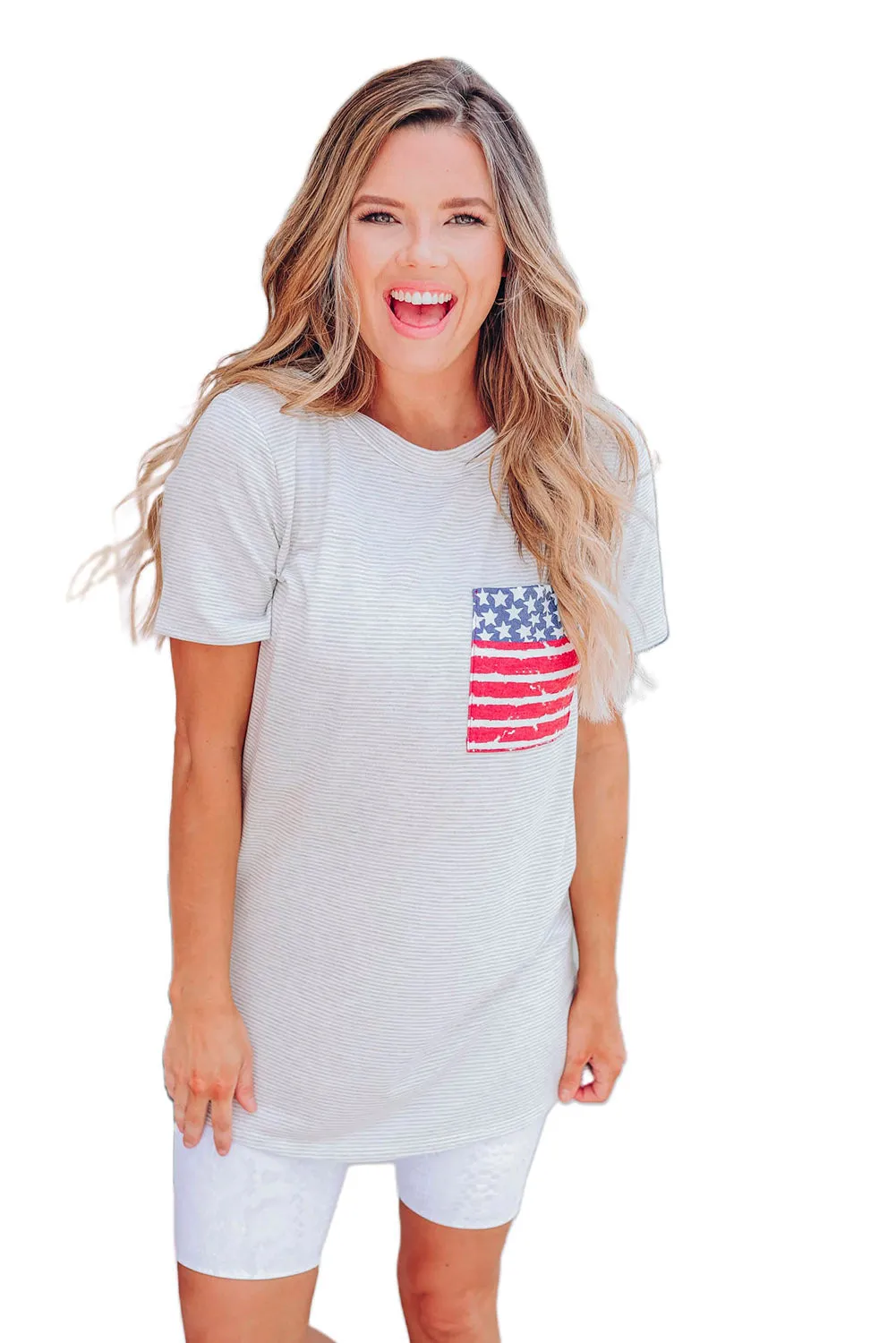 Only In America Pocket Striped T-shirt