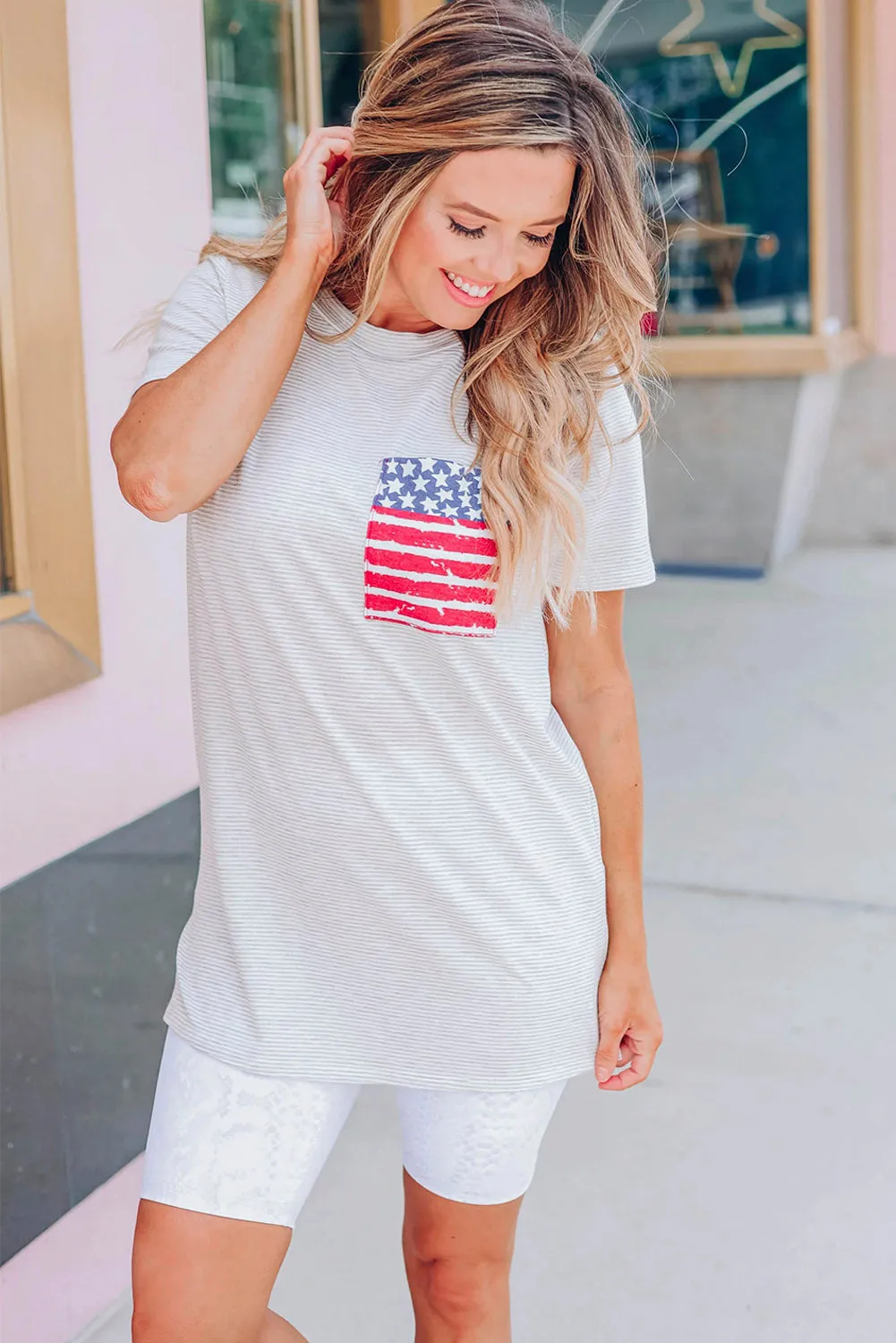 Only In America Pocket Striped T-shirt