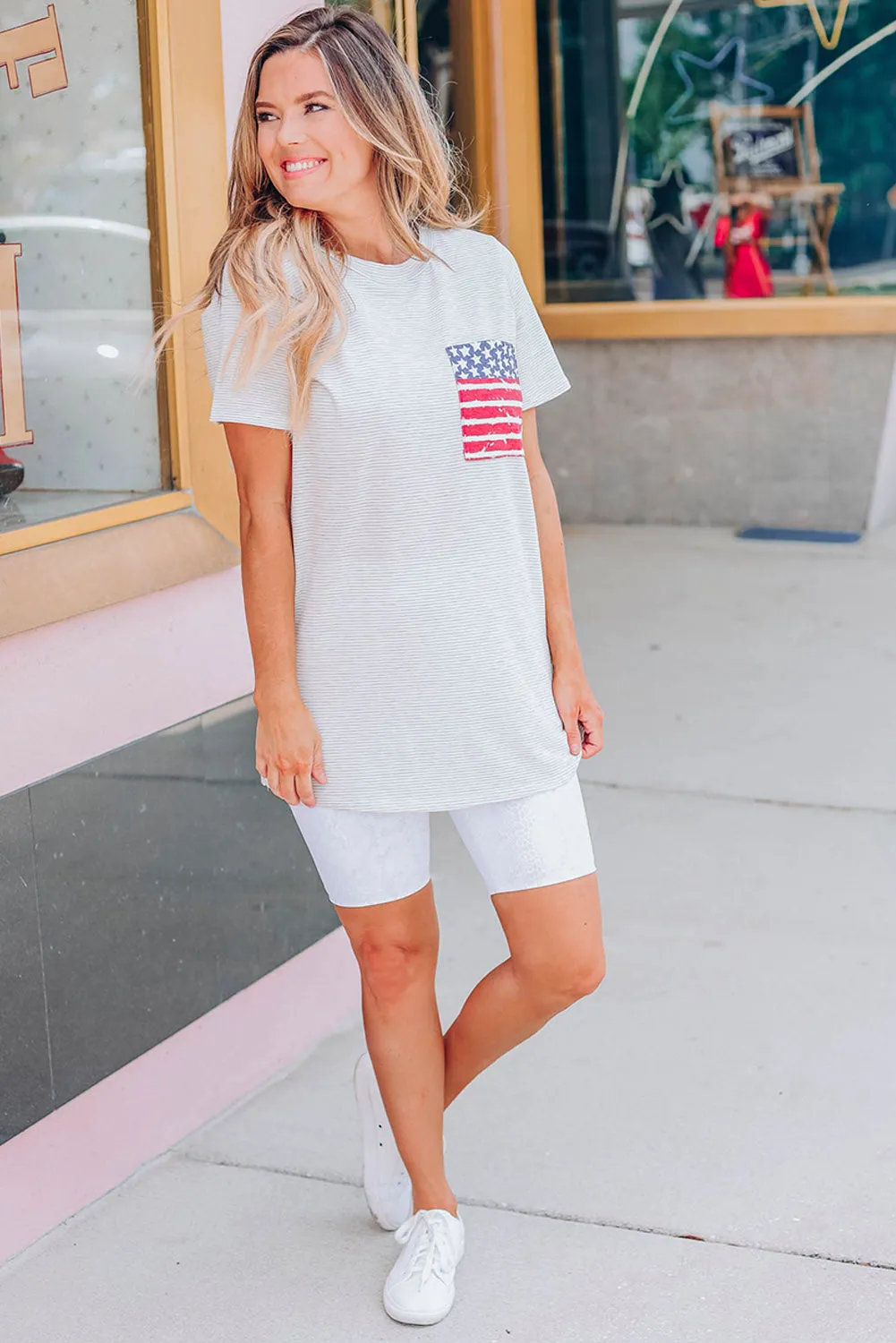Only In America Pocket Striped T-shirt