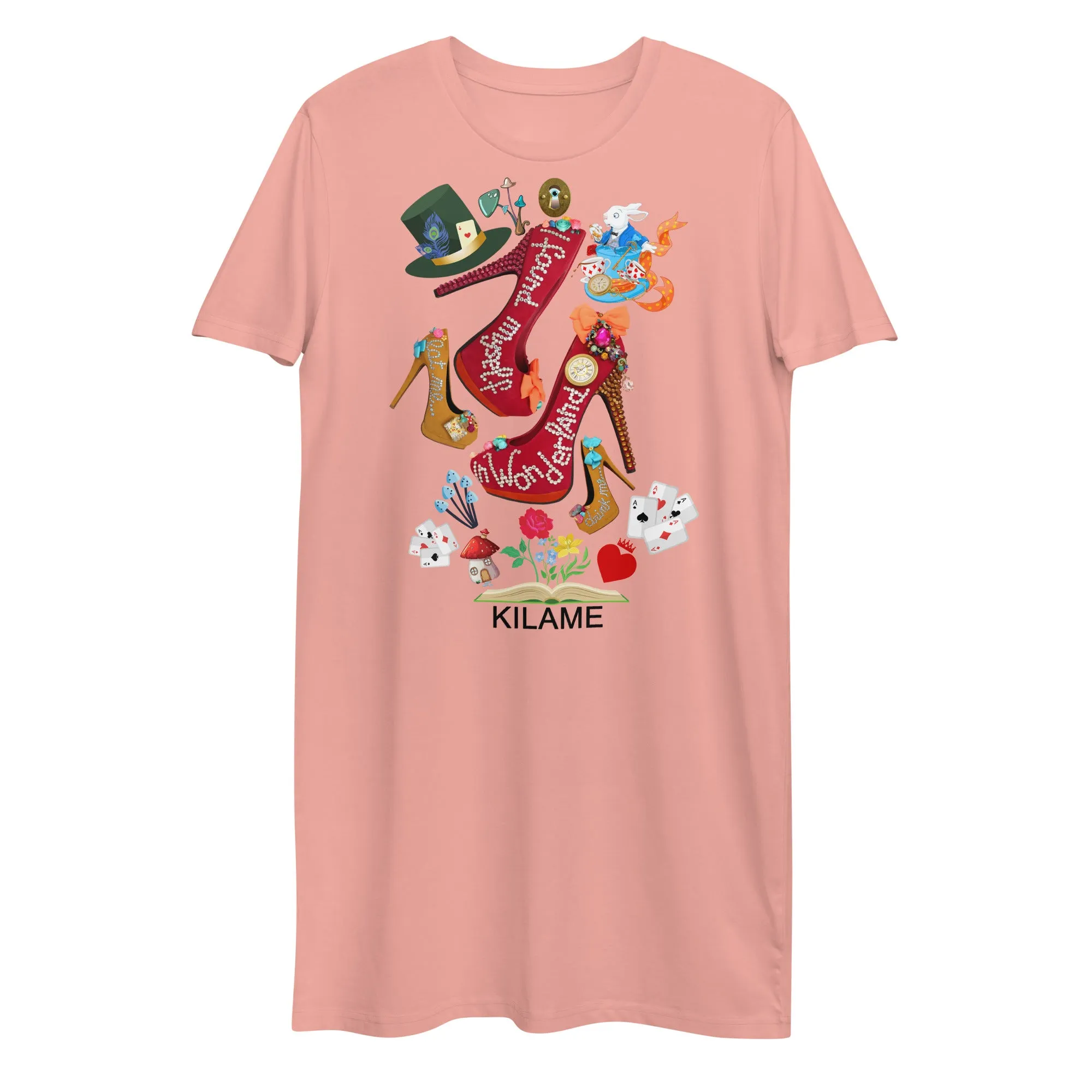 Organic cotton t-shirt dress 'White Rabbit'