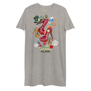 Organic cotton t-shirt dress 'White Rabbit'
