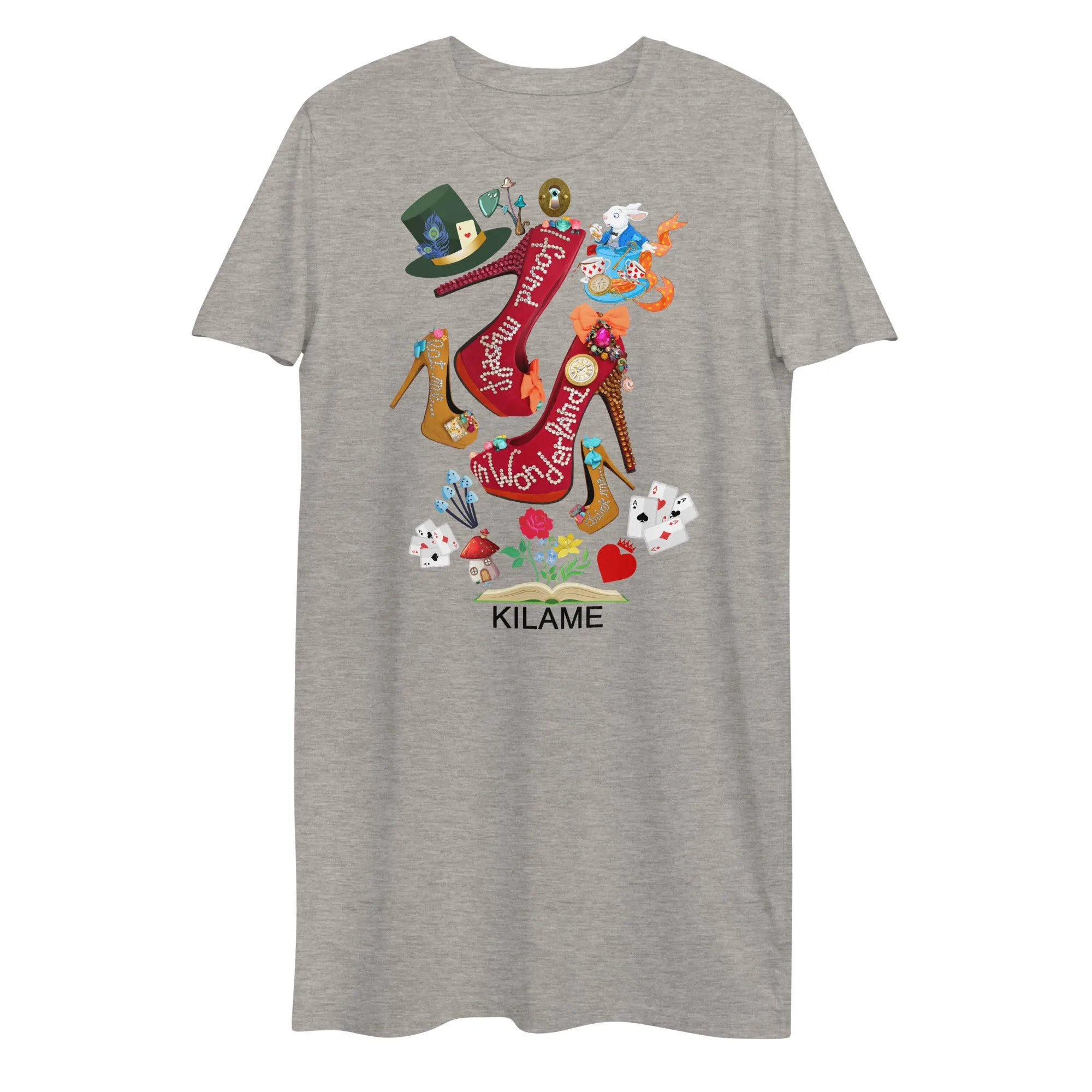 Organic cotton t-shirt dress 'White Rabbit'