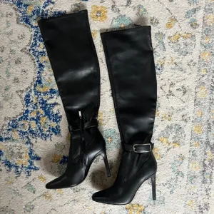 Over the Knee (faux) leather Marc Fisher black stiletto boots (size 7.5)