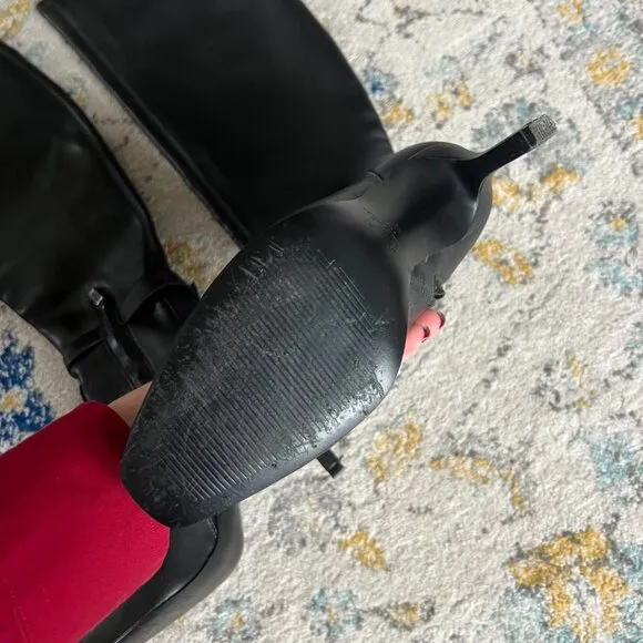 Over the Knee (faux) leather Marc Fisher black stiletto boots (size 7.5)