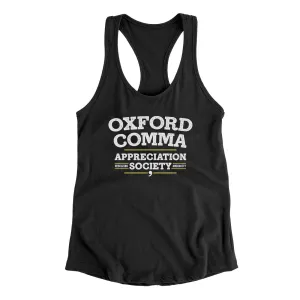 Oxford Comma Appreciation Society Funny Women's Racerback Tank