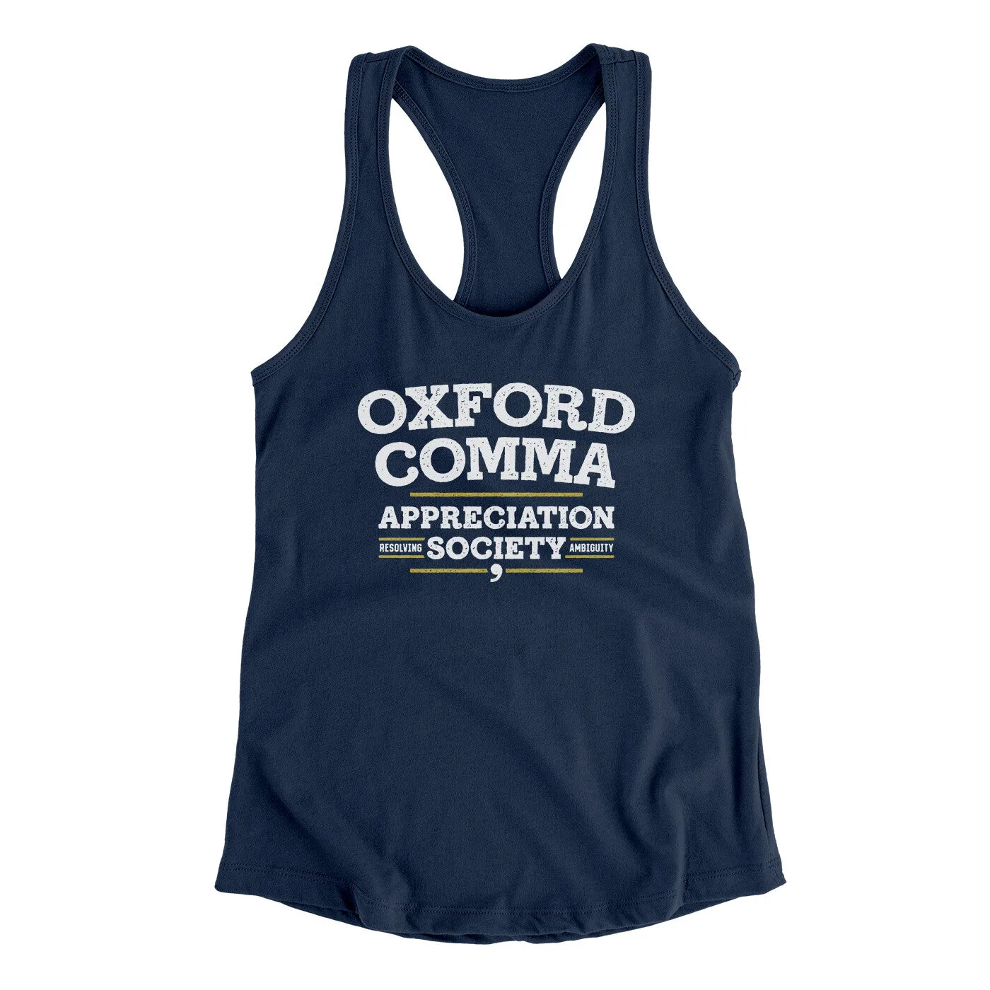 Oxford Comma Appreciation Society Funny Women's Racerback Tank