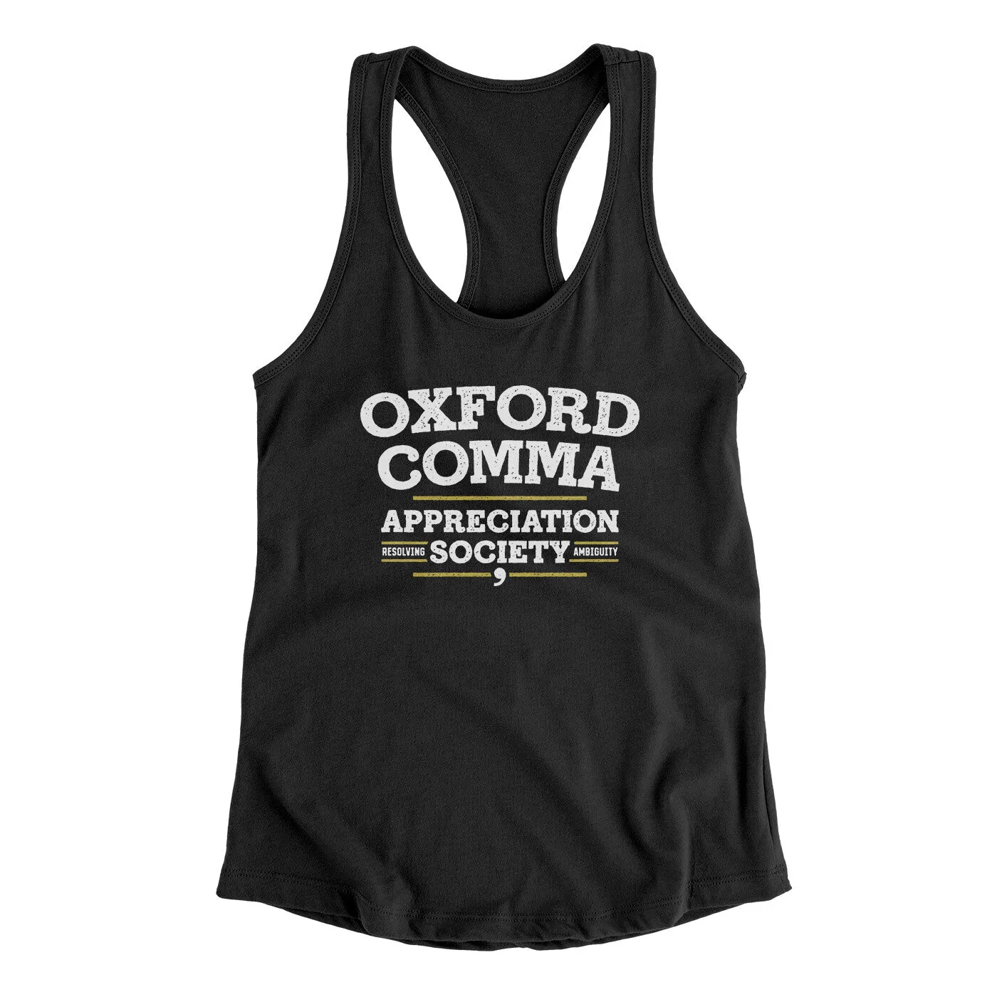 Oxford Comma Appreciation Society Funny Women's Racerback Tank