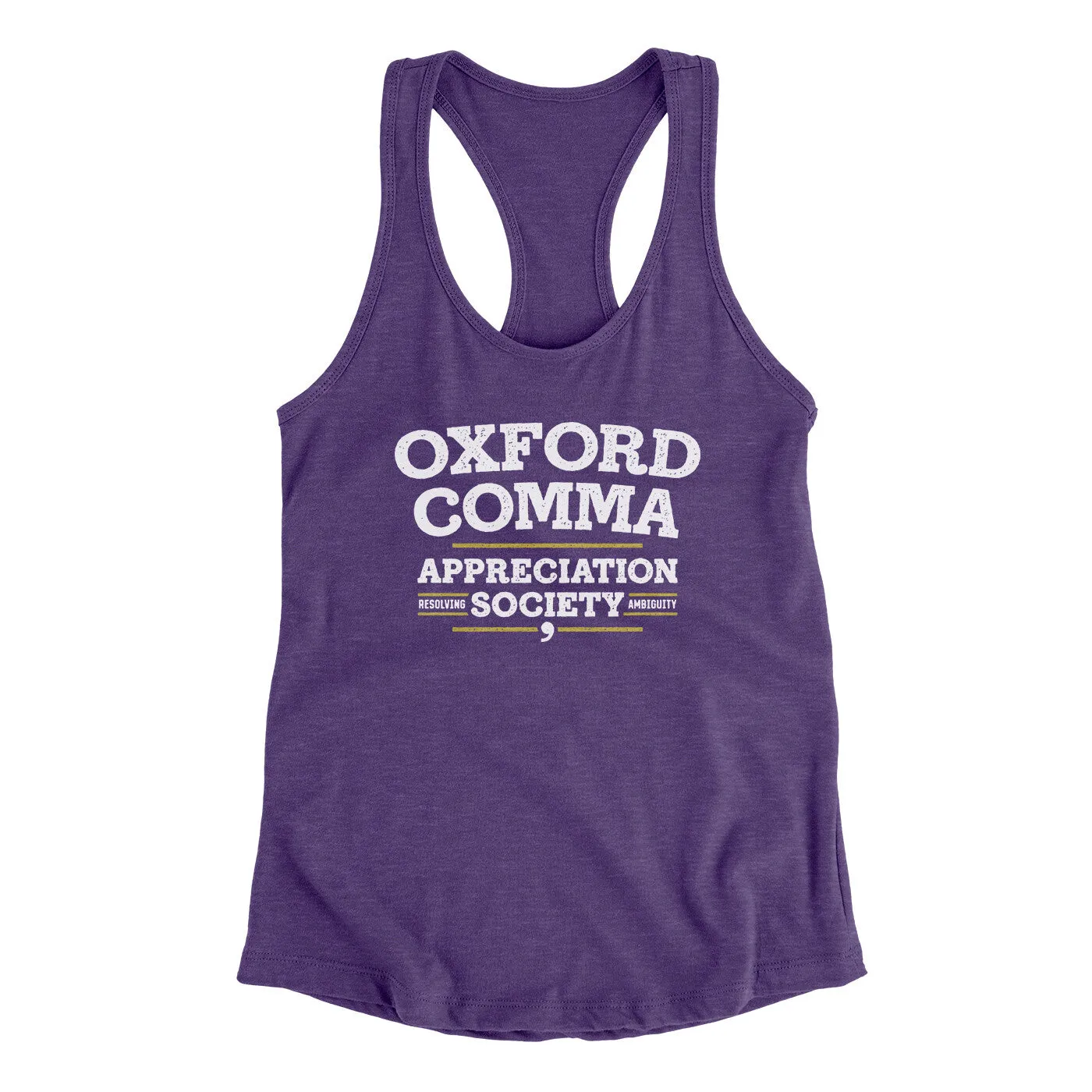 Oxford Comma Appreciation Society Funny Women's Racerback Tank